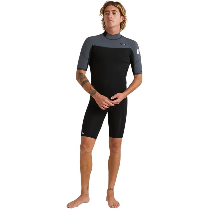 2024 Quiksilver Mens Everyday Sessions 2mm Back Zip Shorty Wetsuit EQYW503031 - Black / Gun Metal